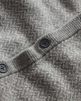 material shot of the horn buttons on The Eddy Cardigan in Ash Herringbone Merino, Knits by Taylor Stitch