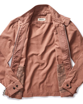 flatlay of the inside of The Flint Jacket in Faded Brick Broken Twill, Outerwear by Taylor Stitch