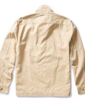 flatlay of the back of The Flint Jacket in Light Khaki Broken Twill, Outerwear by Taylor Stitch