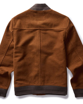 flatlay of The Bomber Jacket in Tarnished Copper Moleskin, from the back, Outerwear by Taylor Stitch