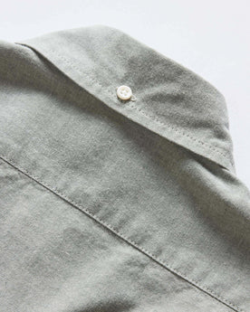 material shot of the back of the collar on The Jack in Deep Sea Chambray, Wovens by Taylor Stitch