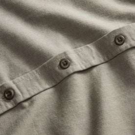 material shot of the buttons on The Saddler Shirt in Smoked Olive Twill