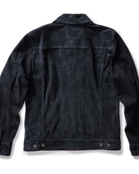 flatlay of The Ryder Jacket in Dark Navy Suede, from the back, Outerwear by Taylor Stitch