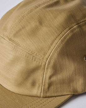close up image of the fabric on The 5-Panel Cap in Khaki Reverse Sateen, Accessories by Taylor Stitch
