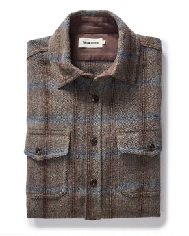 folded flatlay of The CPO Shirt in Dark Brick Plaid Wool, Wovens by Taylor Stitch