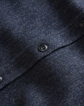 material shot of the buttons on The CPO Shirt in Marine Tweed Wool, Wovens by Taylor Stitch