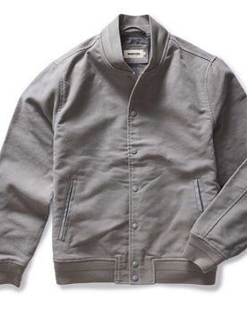 flatlay of The Campus Jacket in Grey Moleskin, Outerwear by Taylor Stitch