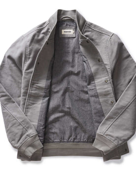 flatlay of The Campus Jacket in Grey Moleskin open, Outerwear by Taylor Stitch