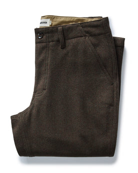folded flatlay of The Carnegie Pant in Army Herringbone Wool, Bottoms by Taylor Stitch