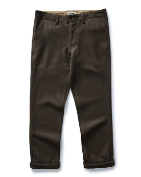 flatlay of The Carnegie Pant in Army Herringbone Wool, Bottoms by Taylor Stitch