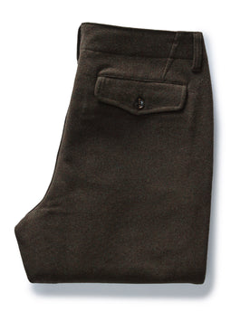 folded flatlay of the back of The Carnegie Pant in Army Herringbone Wool, Bottoms by Taylor Stitch