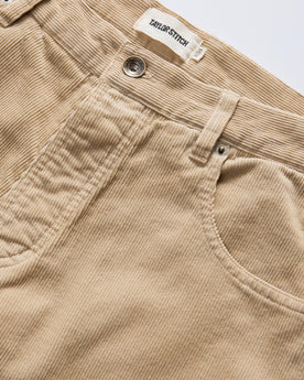 material shot of the waistband on The Democratic 5-Pocket Pant in Washed Khaki Corduroy, Bottoms by Taylor Stitch