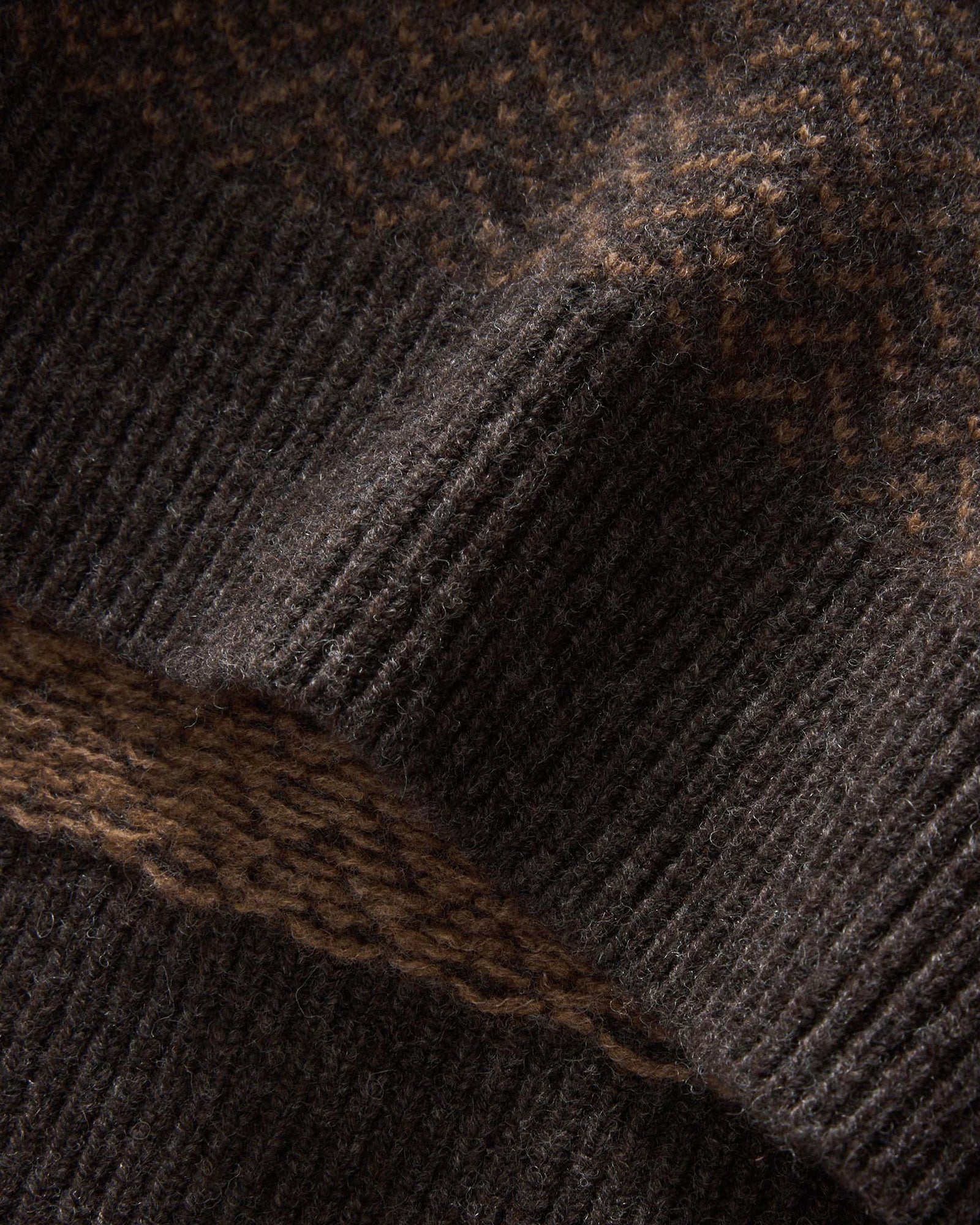 material shot of the bottom hem on The Eddy Crew in Coffee Herringbone, Knits by Taylor Stitch