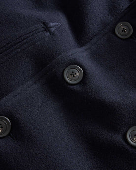 material shot of the buttons on The Mariner Coat in Dark Navy Wool, Outerwear by Taylor Stitch