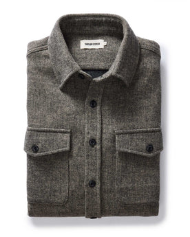 folded flatlay of The Maritime Shirt Jacket in Ash Twill, Wovens by Taylor Stitch