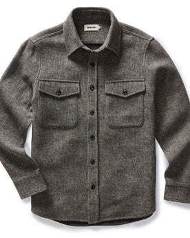 flatlay of The Maritime Shirt Jacket in Ash Twill, Wovens by Taylor Stitch