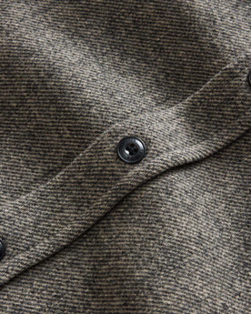 material shot of the buttons on The Maritime Shirt Jacket in Ash Twill, Wovens by Taylor Stitch