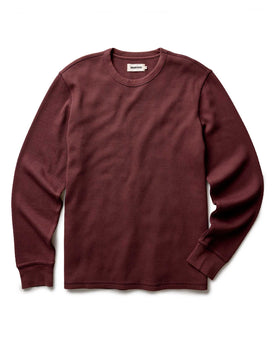 flatlay of The Organic Cotton Waffle Crew in Burgundy, Knits by Taylor Stitch