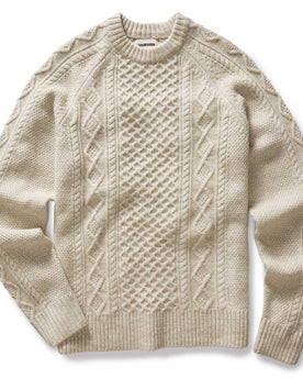 flatlay of The Orr Sweater in Marled Oat Merino, Knits by Taylor Stitch