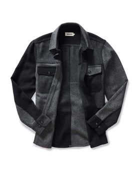 flatlay of The Patchwork Overshirt in Ash Tweed open, Outerwear by Taylor Stitch