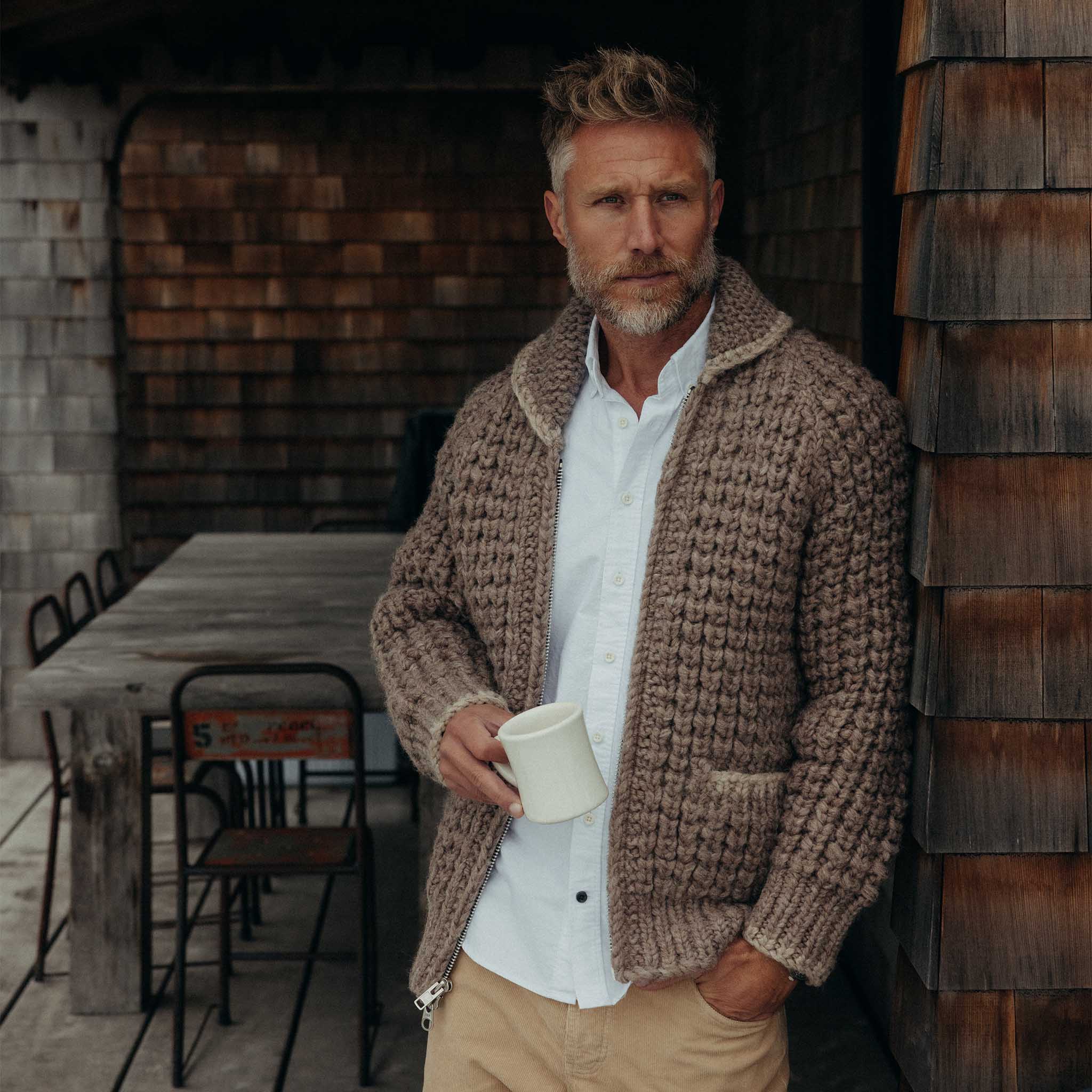 The Seawall Hand-Knit Sweater in Heather Sable | Taylor Stitch