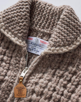 material shot of the collar on The Seawall Hand-Knit Sweater in Heather Sable, Knits by Taylor Stitch