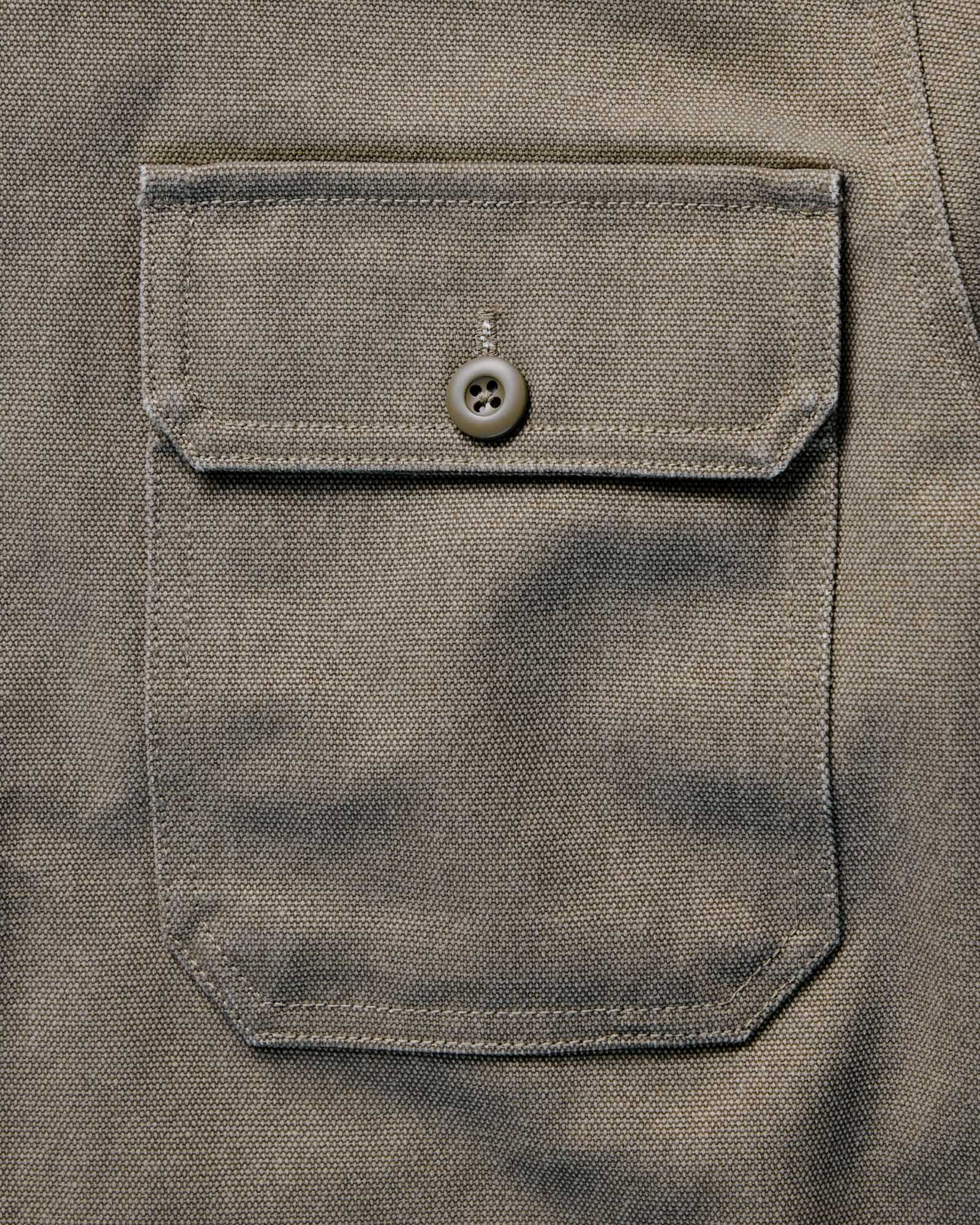 flatlay of the back of The Shop Shirt in Stone Chipped Canvas, Wovens by Taylor Stitch