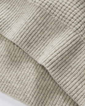 material shot of the hem on The Sidecountry Crew in Heather Fog Merino Waffle, Knits by Taylor Stitch