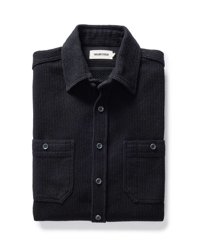 folded flatlay of The Utility Shirt in Coal Sashiko