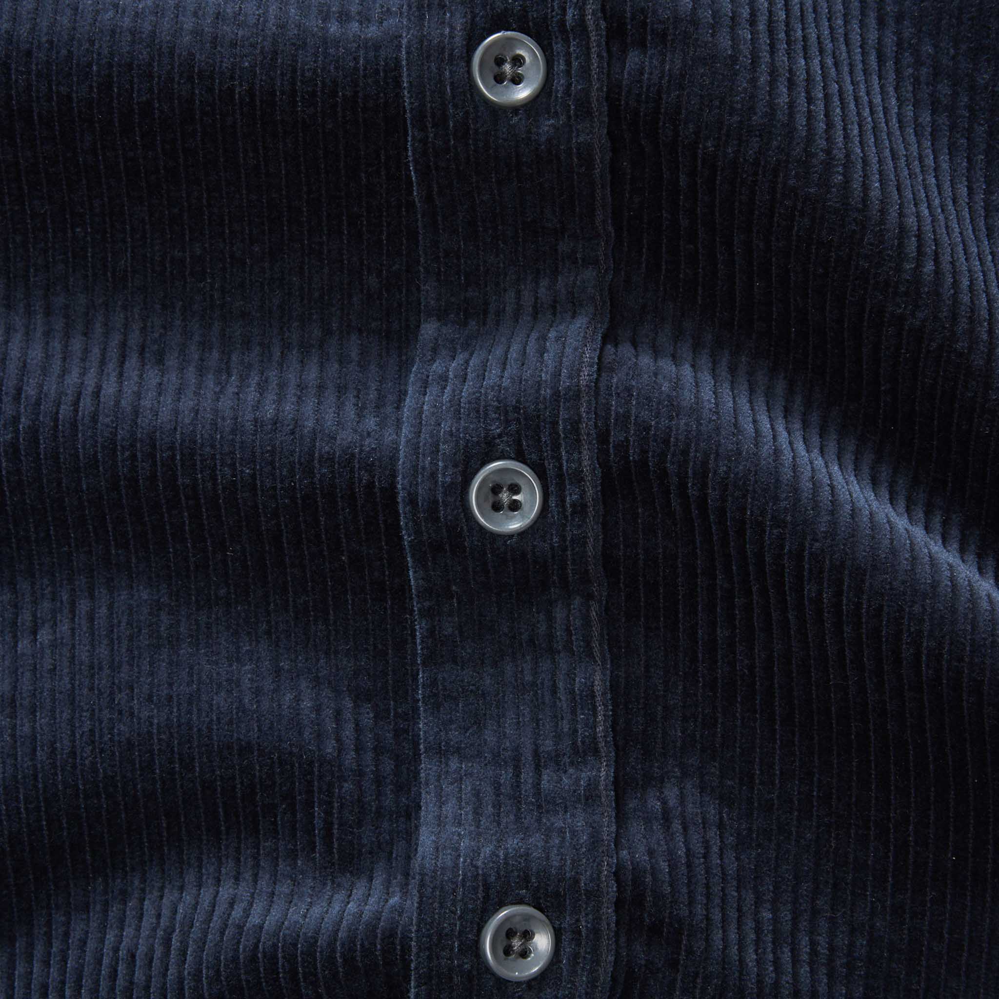 material shot of the buttons on The Utility Shirt in Dark Navy Corduroy, Wovens by Taylor Stitch