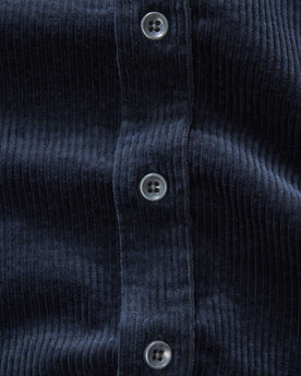 material shot of the buttons on The Utility Shirt in Dark Navy Corduroy, Wovens by Taylor Stitch