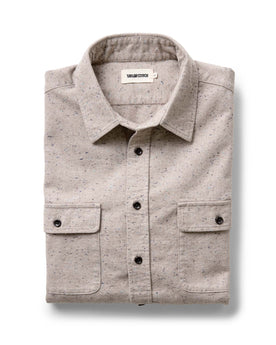 folded flatlay of The Yosemite Shirt in Oat Donegal, Wovens by Taylor Stitch