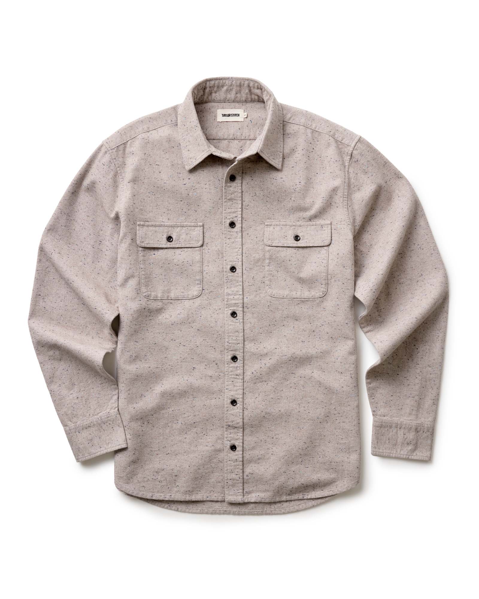 flatlay of The Yosemite Shirt in Oat Donegal, Wovens by Taylor Stitch