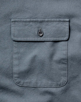 material shot of the collar on The Yosemite Shirt in Slate, Wovens by Taylor Stitch