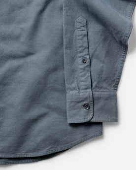 material shot of the buttons on The Yosemite Shirt in Slate, Wovens by Taylor Stitch