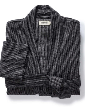 folded flatlay of The Apres Robe in Charcoal Sashiko, Accessories by Taylor Stitch