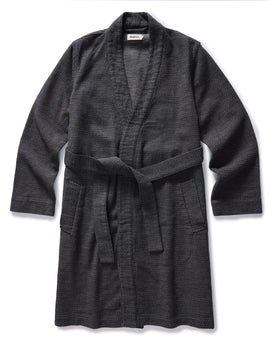 flatlay of The Apres Robe in Charcoal Sashiko, Accessories by Taylor Stitch