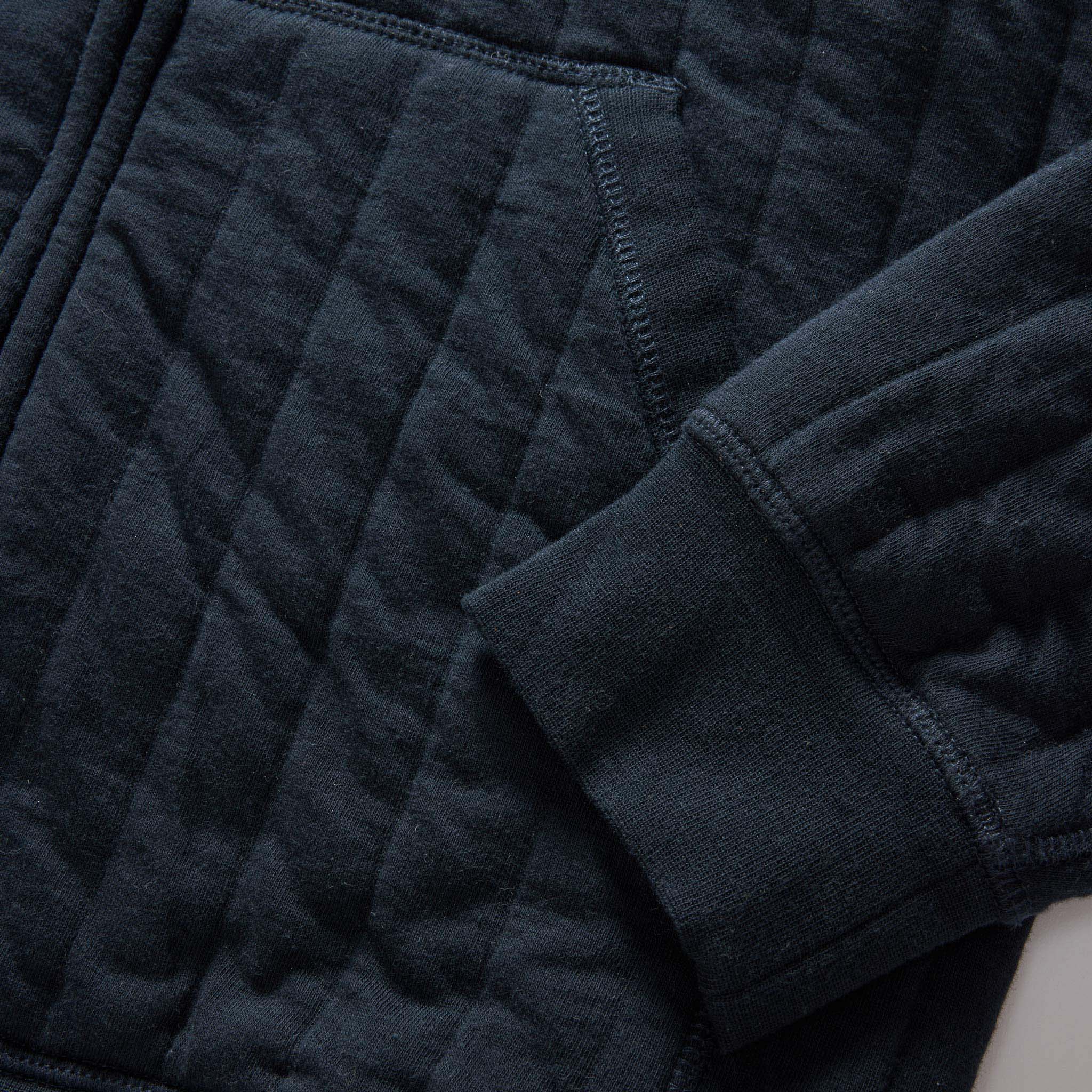 material shot of the cuff on The Apres Zip Hoodie in Heather Midnight Quilt, Knits by Taylor Stitch