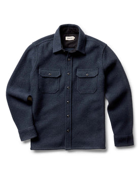 flatlay of The Connor Overshirt in Dark Navy Boucle, Wovens by Taylor Stitch