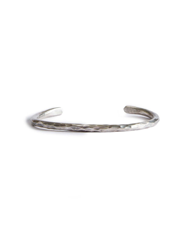material shot of the front of The Hammered Cuff in Sterling Silver