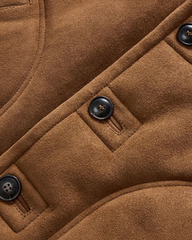 material shot of the buttons on The High Plains Coat in Walnut Shearling, Outerwear by Taylor Stitch