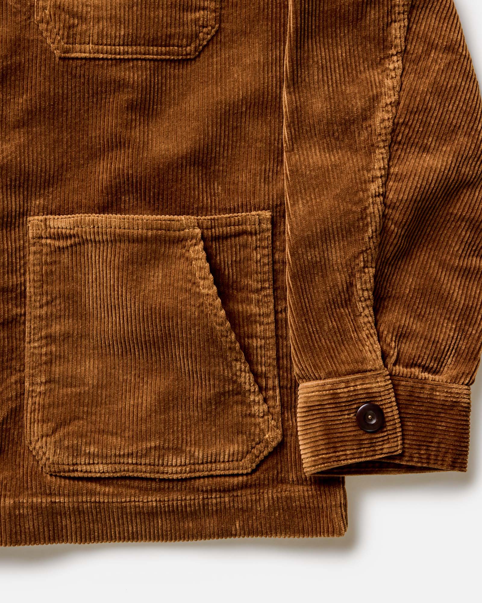 material shot of the buttons on The Ojai Jacket in Bourbon Corduroy, Outerwear by Taylor Stitch