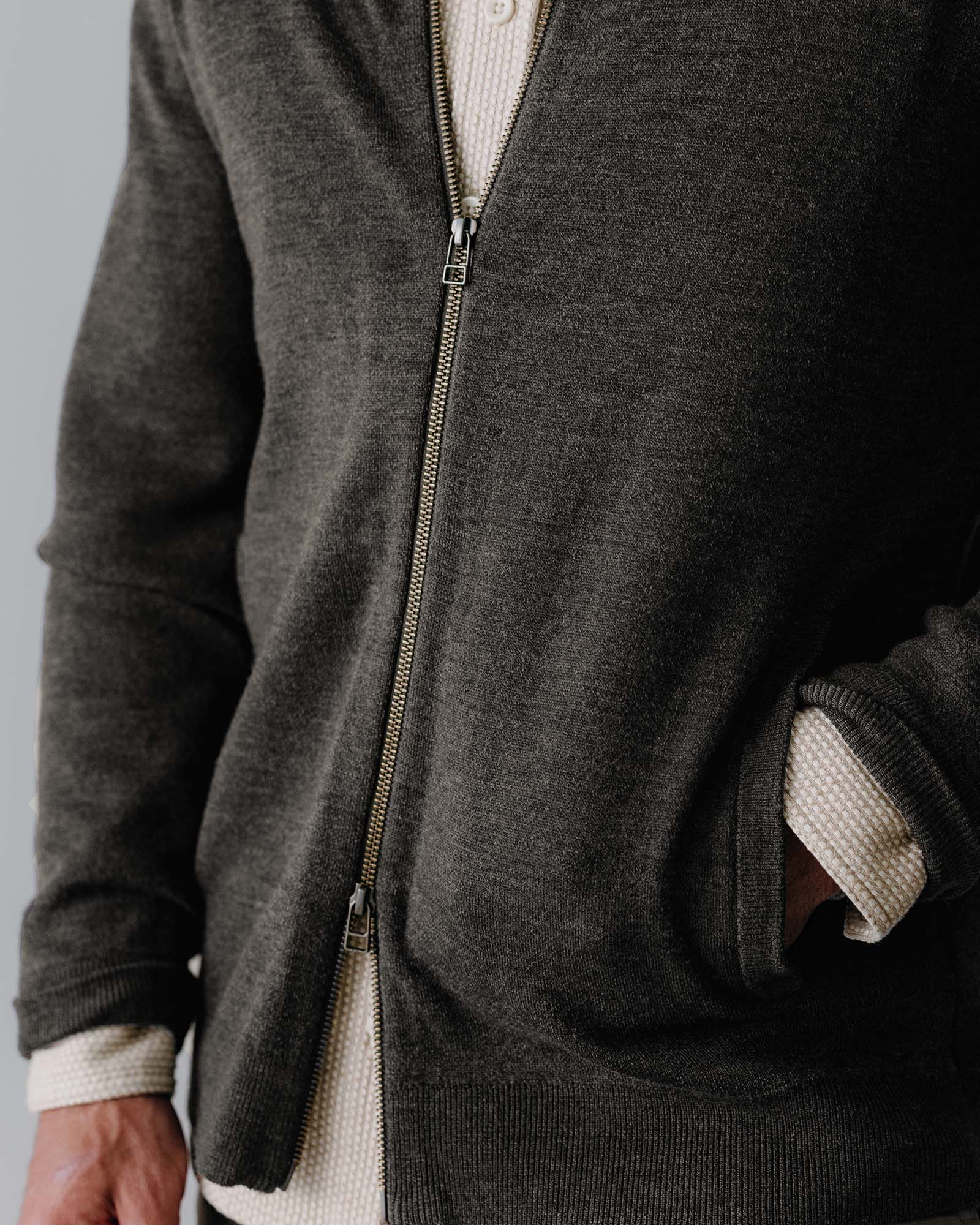 The Portola Bomber in Heather Loden Merino: Alternate Image 3, Knits by Taylor Stitch