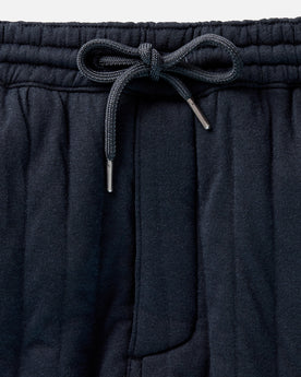 flatlay of The Quilted Apres Pant in Heather Midnight Jersey, Bottoms by Taylor Stitch