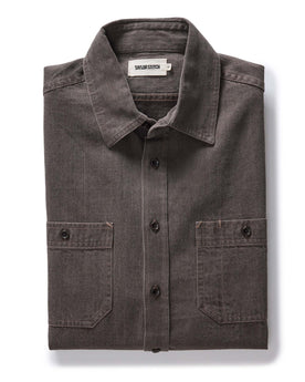 folded flatlay of The Utility Shirt in Soil Selvedge Denim, Wovens by Taylor Stitch