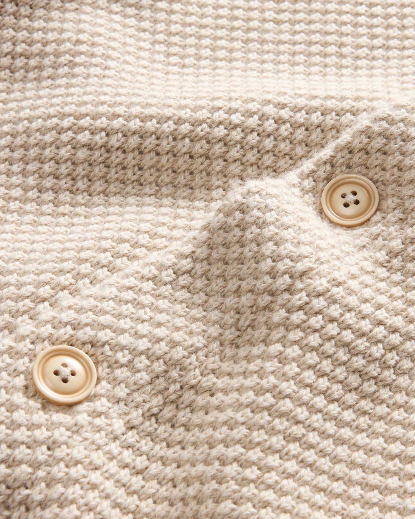 material shot of the collar on The Crawford Sweater in Marled Natural, Knits by Taylor Stitch