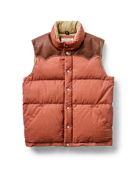 flatlay of The Down Vest in Brick Red Waxed Ripstop, Outerwear by Taylor Stitch