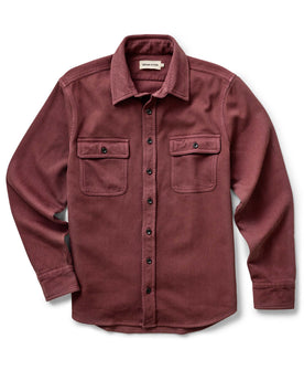 flatlay of The Ledge Shirt in Dried Cherry Twill, Wovens by Taylor Stitch