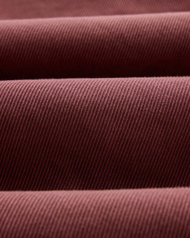 material shot of the fabric on The Ledge Shirt in Dried Cherry Twill, Wovens by Taylor Stitch