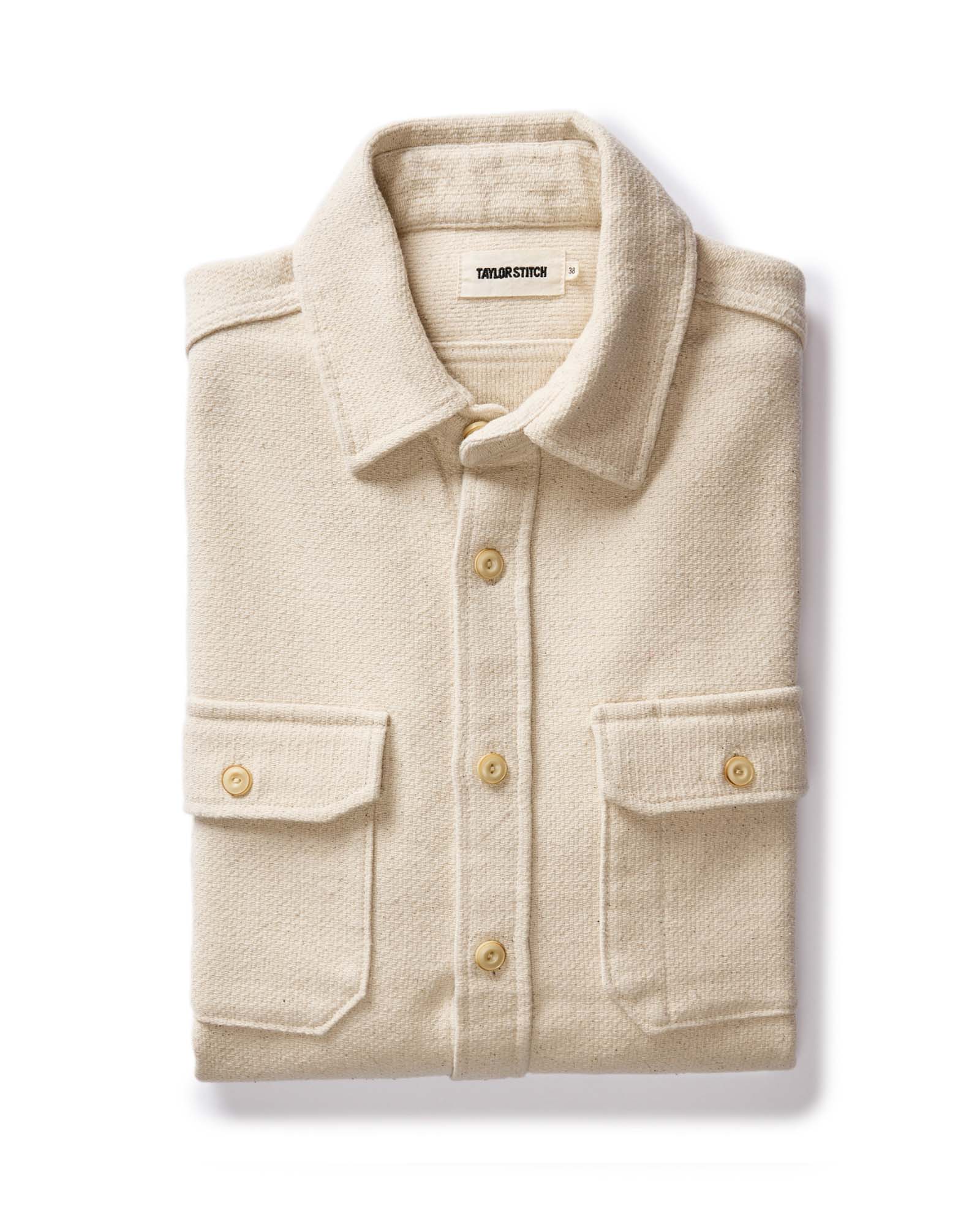 folded flatlay of The Division Shirt in Birch, Wovens by Taylor Stitch